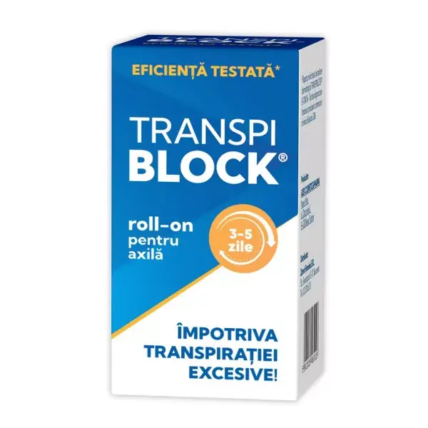 Roll-on impotriva transpiratiei excesive Transpiblock, 50 ml, Zdrovit - Produs lansat recent