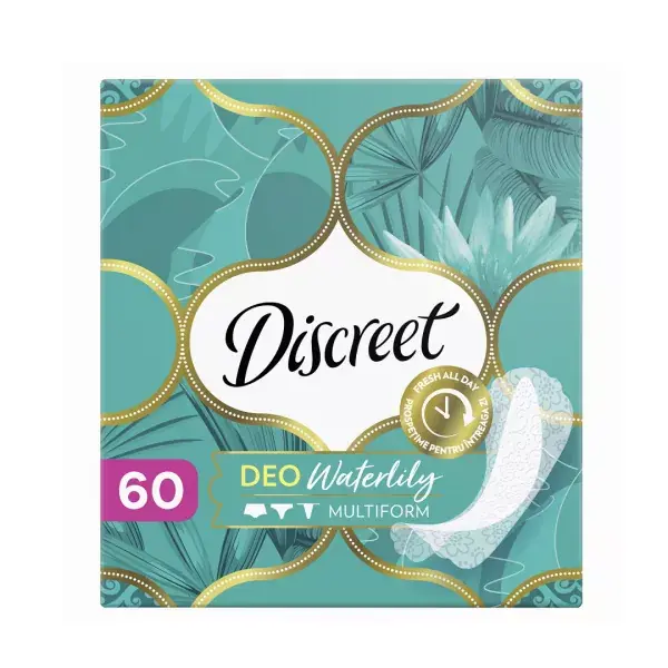 Absorbante Deo Waterlily, 60 bucati, Discreet | Preț promoțional