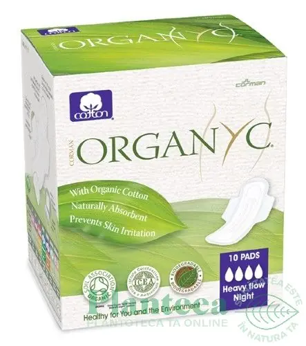 Absorbante aripioare bumbac noapte 10b - ORGANYC | Comandă azi