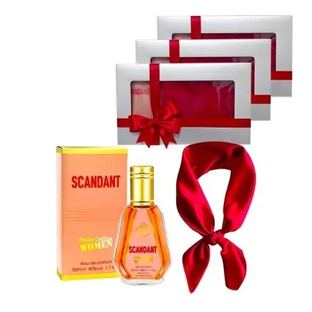 3 x Set Elysa – Parfum Fragrance World Scandant Belle Celine Women 50ml, Esarfa satinata rosie | Selecție de top