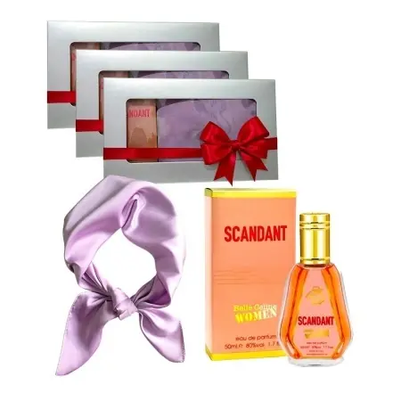 3 x Set Elysa – Parfum Fragrance World Scandant Belle Celine Women 50ml, Esarfa satinata lila | Livrare expres