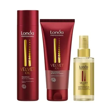 Ofertă excelentă - Set Londa Professional Velvet Oil – Sampon 250ml + Tratament 200ml + Ulei Argan 100ml pentru par uscat si lipsit de stralucire