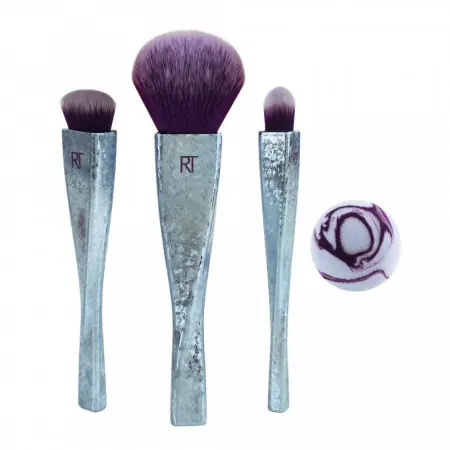 Set de pensule pentru machiaj si burete cosmetic Real Techniques Brush Crush Ruler Of The Skies, 4buc | Preț avantajos
