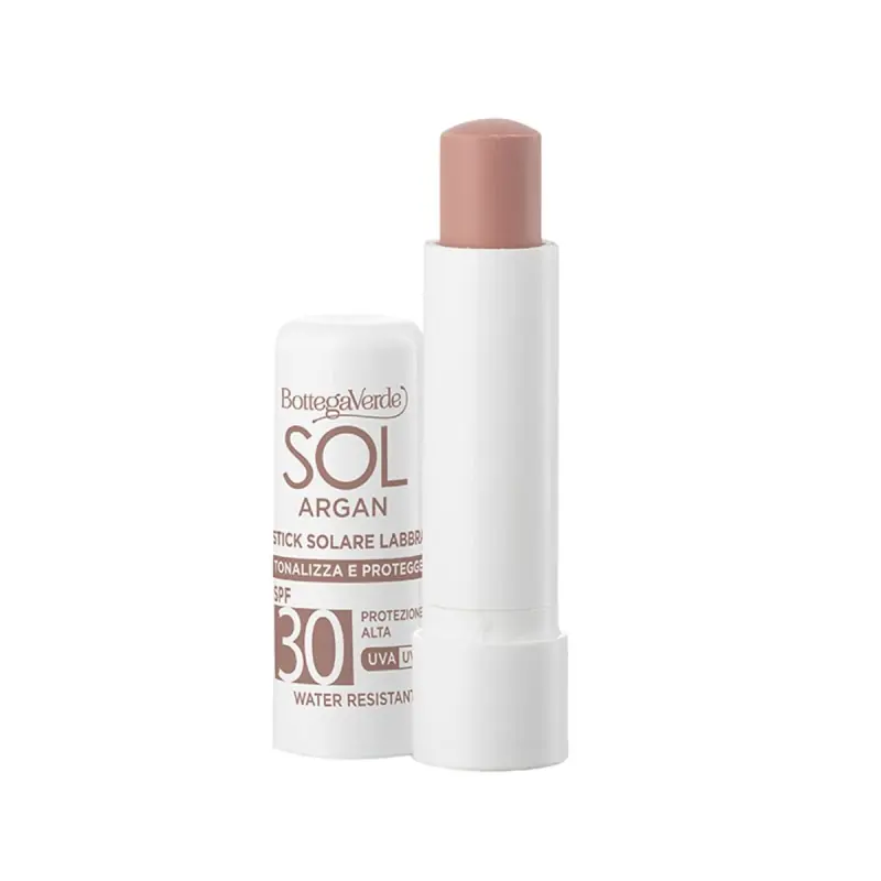 Balsam de buze, rezistent la apa, cu vitamina E si ulei de argan, SPF 30, nude - Sol Argan, 5 ML - Reduceri